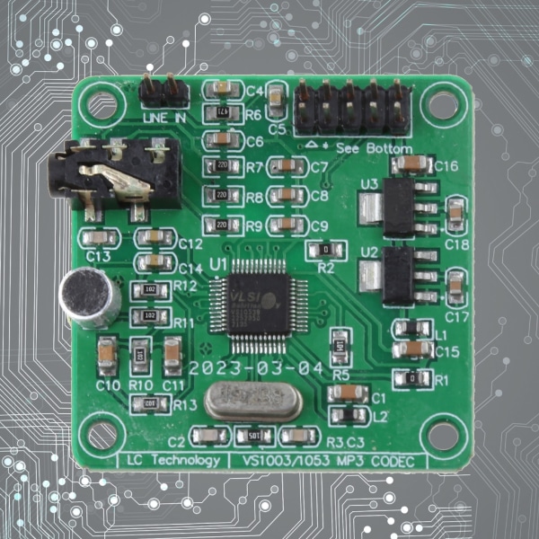 MP3 Audio Player Module VS1053 Audio Decoder Board Inbyggd inspelningsmikrofon SPI-gränssnitt 12,288MHz Crystal