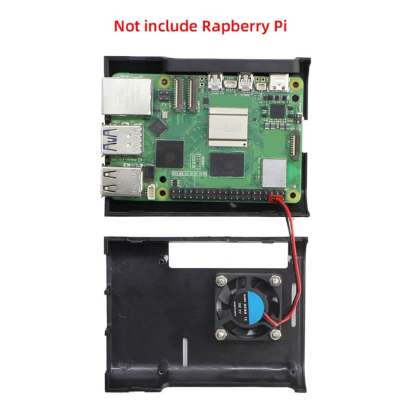 Svart ABS- case för RPI5B-kort med kylfläns i aluminium och justerbar fläkt null - C