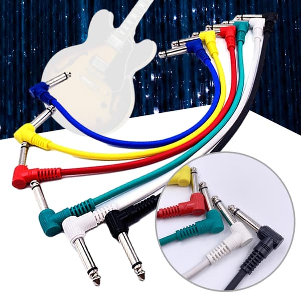 6 stk. gitarpedalkabel effektkabel ledning rett vinkel pedalbrettkabler