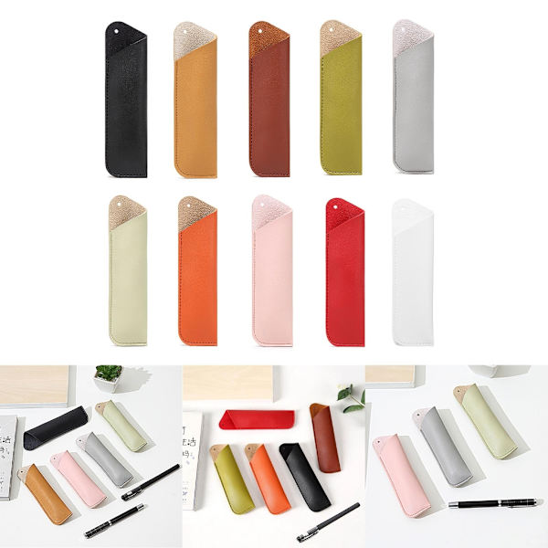 Kulspetspenna Förpackning Förvaringsväska PU Läder Case Hållare Pennfodral Light Green