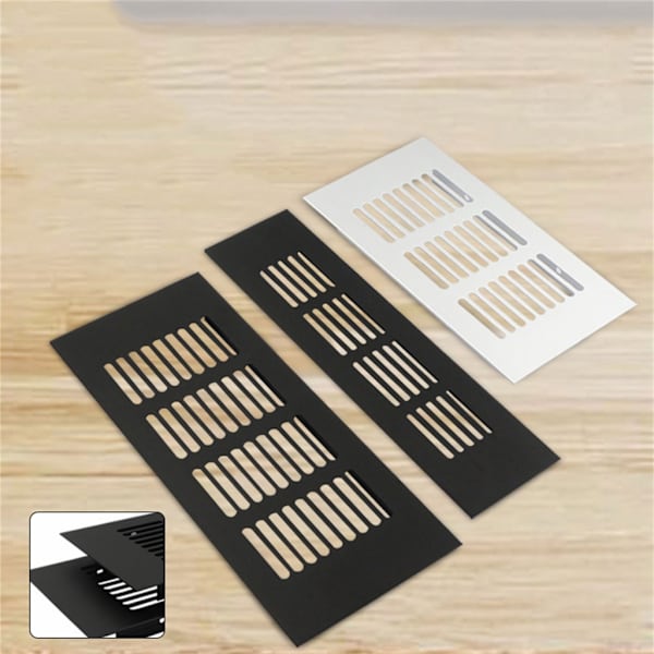 Air Vent Cover Rektangler Metal Lamellgitter Cover til garderobeskabe Black 150x400mm