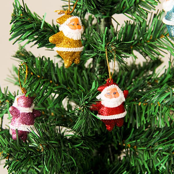 6-pack Julgransprydnader Set Liten Jultomte Figur Prydnad
