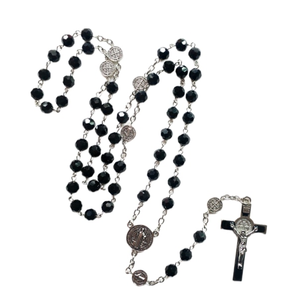 Rosenkrans pärlor Rosenkrans halsband Katolska bön pärlor för kors katolsk helig jord och för kors krucifix halsband null - 4