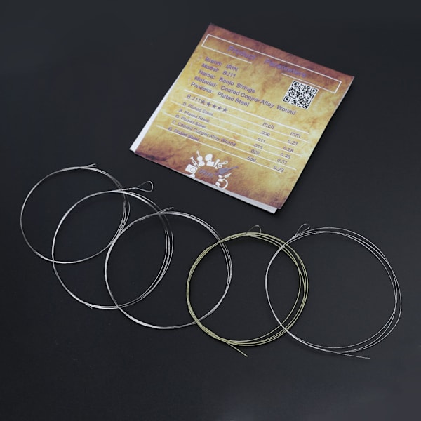 Banjo strenger sett, 5 stk/sett Banjo strenger rustfritt belagt kobberlegering viklet