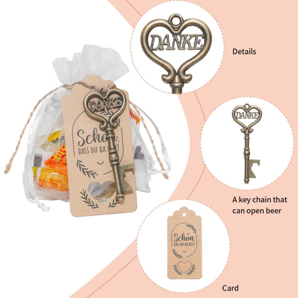 50-pack för nyckelflasköppnare med kortetikett för bröllopsceremonin Vänners sammankomstfester Hotellscener Dekoration null - Style 1