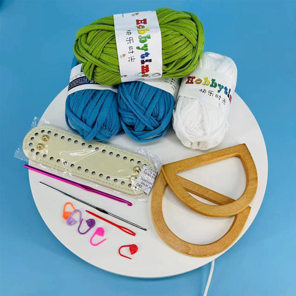 DIY håndlavet taske Retro stil håndtaske syning med syværktøj PU læder bund Hæklet håndtag Tasker Fremstilling af håndværkstilbehør Style 1