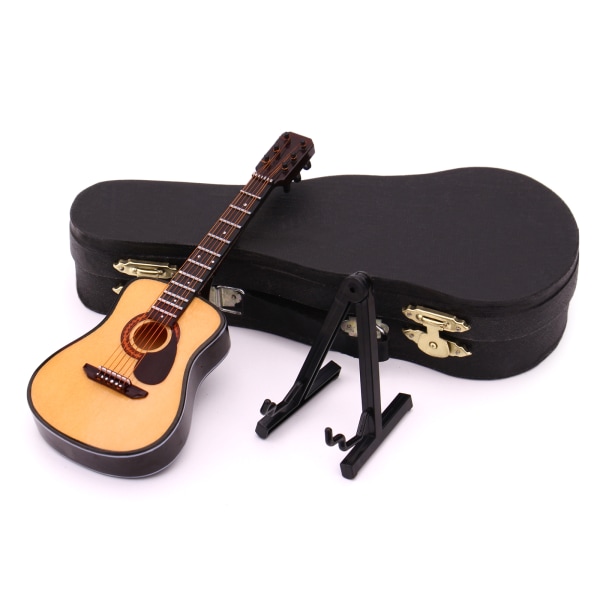 Miniatyr gitarreplika musikkinstrument samleobjekt dukkehusmodell hjemmedekor Folk full width log 8cm