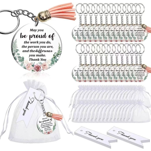 48 Kit appreciation Floral akryl nøkkelring med dusk plastpose bursdag