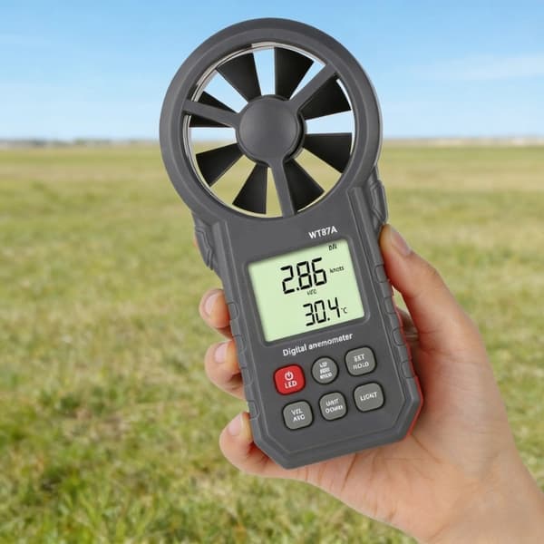 Multifunktionsanemometer för vindhastighets- och temperaturmätning, bärbart