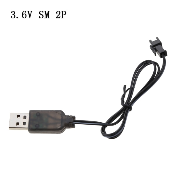 3,6V 2P 250mA SM 2p stik USB-oplader med LED-opladningsindikatorlampe til NiMH NiCD RC bilrobotlegetøj Batteripakke Holdbar