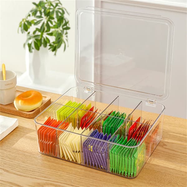Klar Akryl Tepose Dispenser med Flere Rom Snacks Organizer