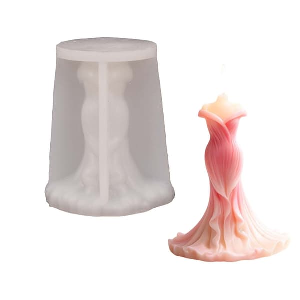 Blomsterprægning Prinsessekjole Silikone Lysforme til Bryllupsdekoration
