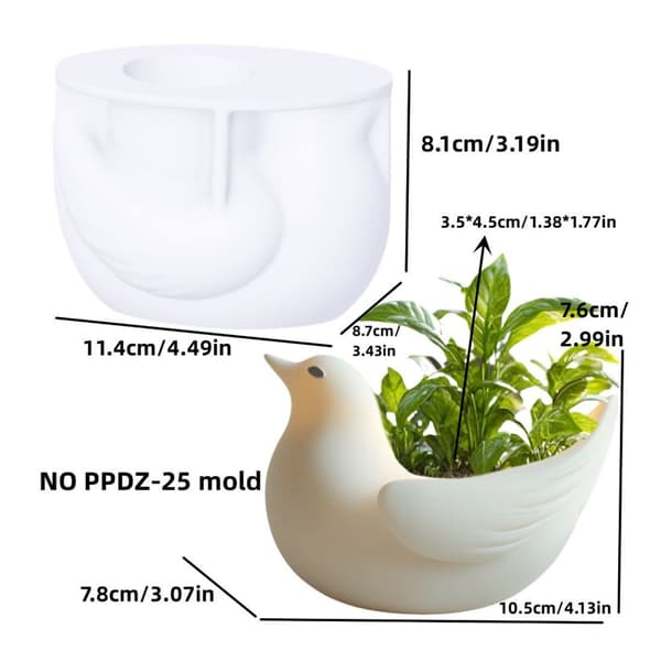 Fugl silikonform for DIY blomsterpotter og håndverk