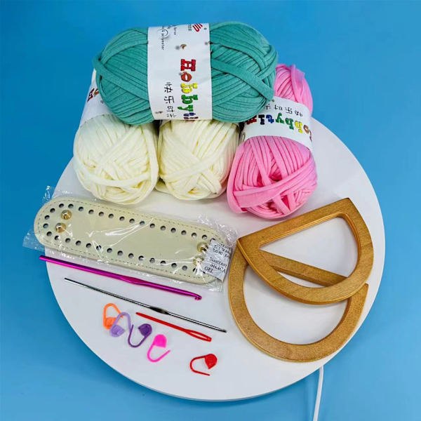 DIY håndlavet taske Retro stil håndtaske syning med syværktøj PU læder bund Hæklet håndtag Tasker Fremstilling af håndværkstilbehør Style 1