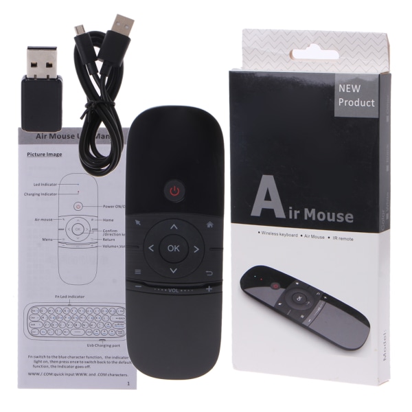 W1 2.4G Air Mouse langaton näppäimistö 6-akselinen Motion Sense IR Learning kaukosäädin