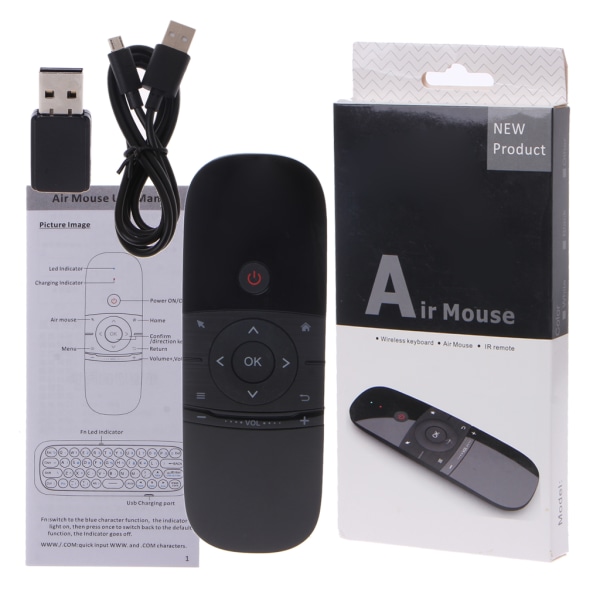 W1 2.4G Air Mouse Trådlöst tangentbord 6-axligt Motion Sense IR-inlärning Fjärrkontroll