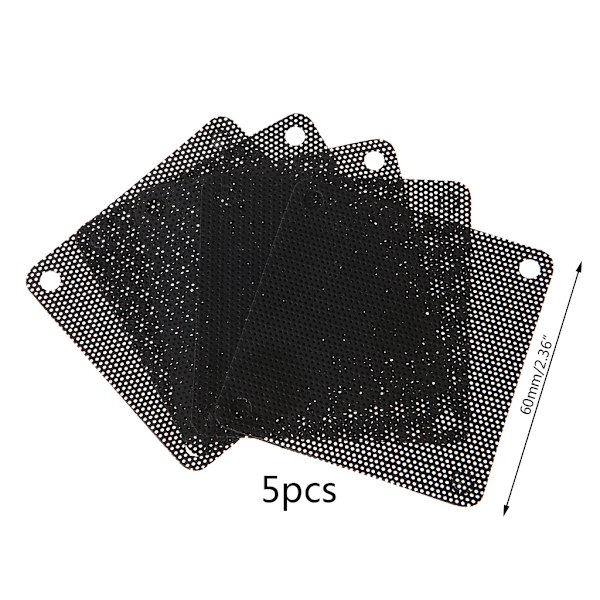 5kpl PVC-tuulettimen pölysuodatin PC pölytiivis case cover mesh 60 mm mesh musta