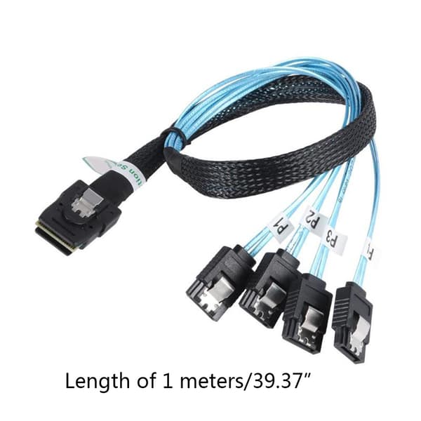 Mini SAS 36P SFF-8087 Til 4 SATA 7 Pin HDD Harddisk Internt kabel 90 grader Target Hard Disk Datakabel Holdbar