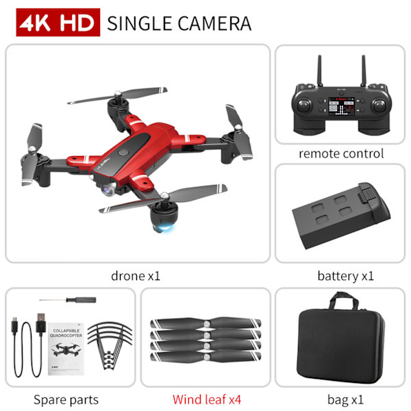 HJ68 taitettava drone WiFi RC-nelikopteri 4K 120° laajakulmakameran korkeuden pito