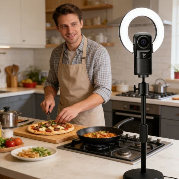 Vidvinkel 4K Webcam med integreret LED-lys til onlinemøder og fjernarbejde