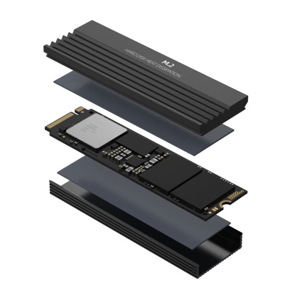 Avancerad M.2 SSD NVMe kylflänsar i aluminium för PCIe SATA M 2 SSD Black