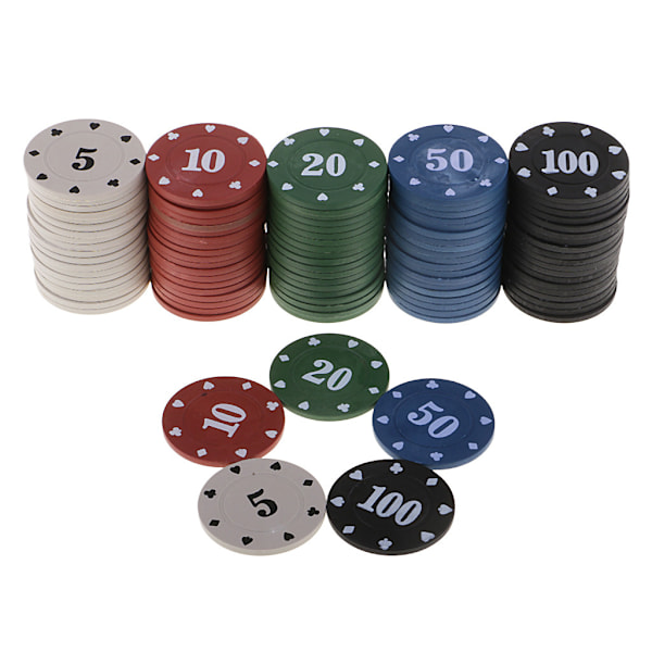 100x Brädspel Pokermarker Kasinospel Rekreation Pengar Set Casino Pokermarker