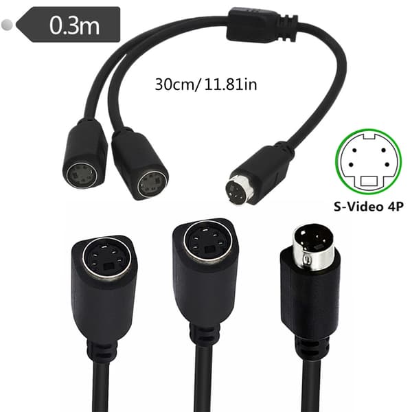 4-benet 1 han split til 2 hun Y-adapterkabel komponentledning Y-kabel til tv