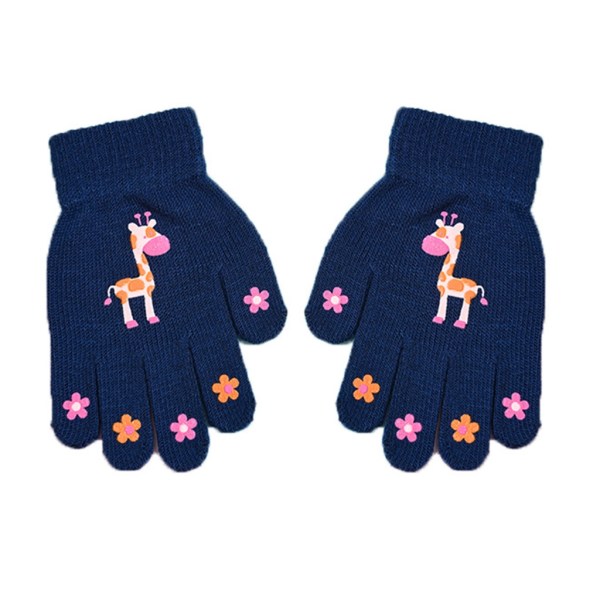 Virkade vantar med tecknat mönster Tjock vante Vintervarma stickade handskar för barn Pojke Flicka Toddler Julklappar