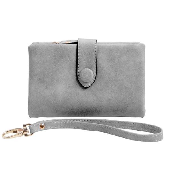 Casual kvinner skinn lommebok Kort multi funksjon stor kapasitet myntpung Light Grey