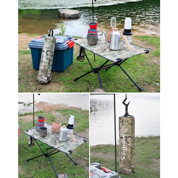 Ultralätt campingbord för utomhusbruk, litet hopfällbart bord för picknick och grillning Army Green