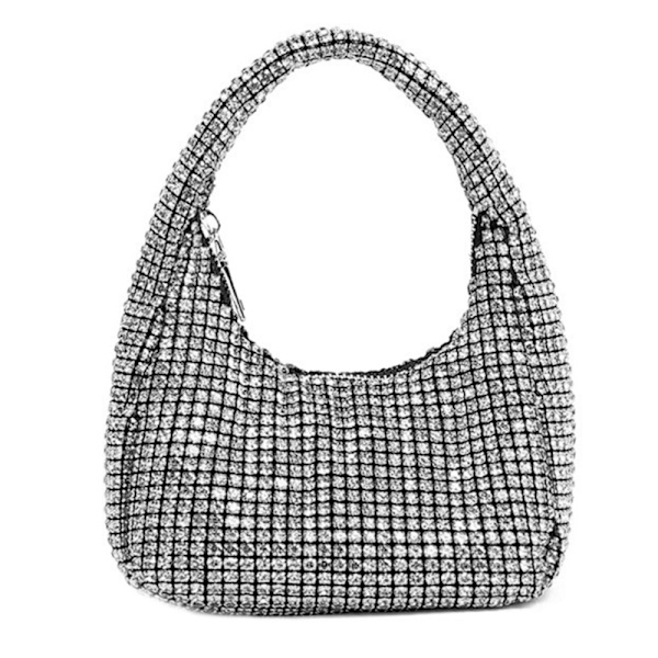 Naisten Ilta Clutch Kukkaro tekojalokivi käsilaukku Kainalolaukku Häät kukkaro Silver
