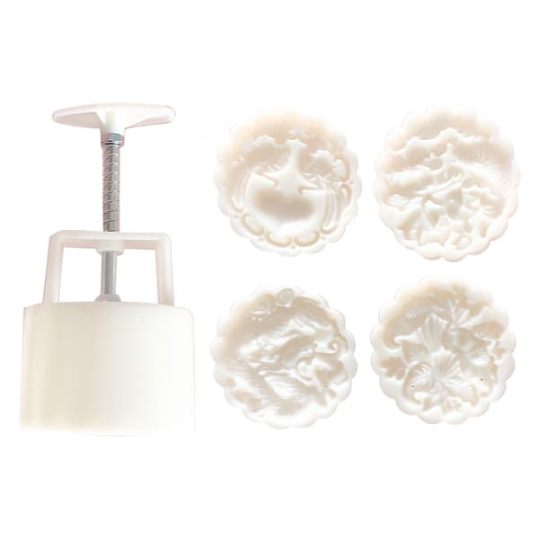 DIY 3D Mooncake Form Sæt 150g Dragons Fish Pattern Plastic Moon Cage Form Press Safe Cookie Form til Mid-Autumn Festival