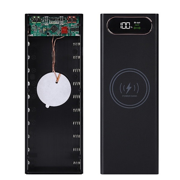 Power Bank, 10x18650 snabbladdare, dubbla USB för case, mobiltelefonladdare, QC3.0 PD, DIY, 18650 för skal, batteri, vagga