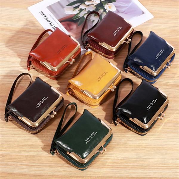 2023 Wristlet Wallet Monipaikkainen PU-luottokortti Pankkikortin haltija Nainen Tyttö Brown