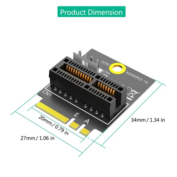 M.2 Key A+E Key Interface til PCIE 1X Slot Adapterkort 4PIN Strømkabel