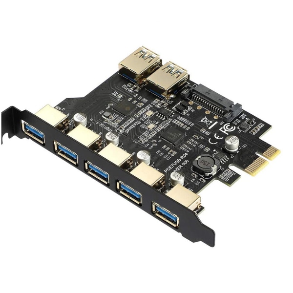 PCIE USB3.0 expansionskort PCI för Express till USB -adapter HUB 7 portar 5 Gb Super