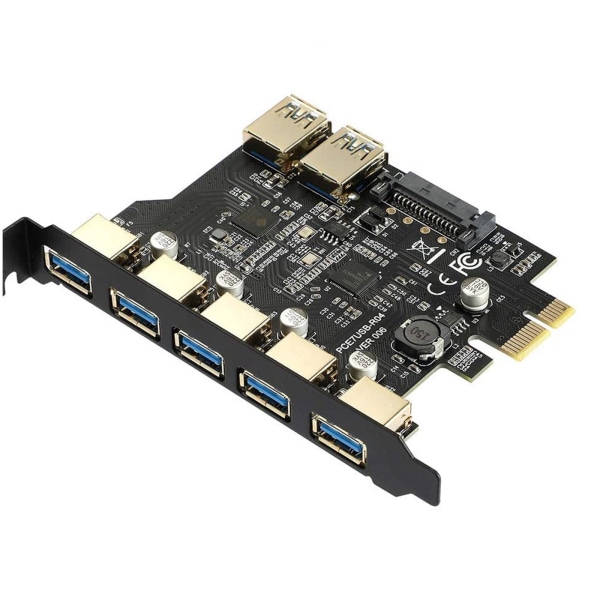 PCIE USB3.0 udvidelseskort PCI til Express til USB Adapter HUB 7 Porte 5 Gb Super