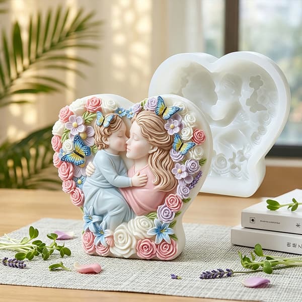 Romantisk Blomsterhjärta Silikonform Perfekt för DIY Ljus Tvål Present