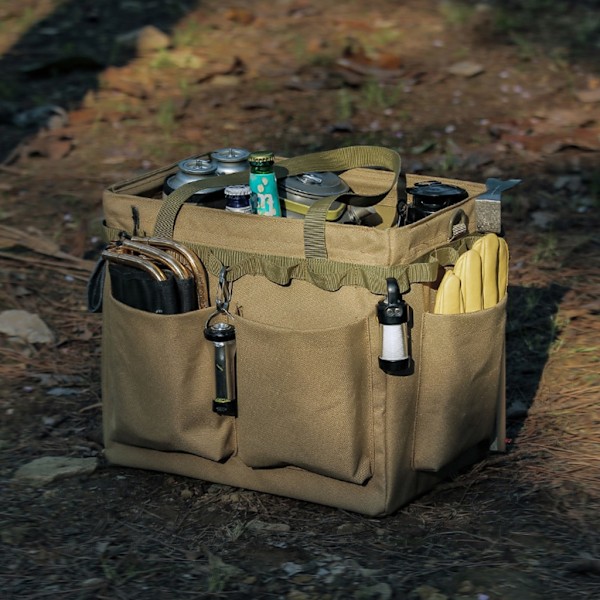 Multi-lommer Picnic Taske Foldbar Camping Bærepose Stor Kapacitet Opbevaringspose Black