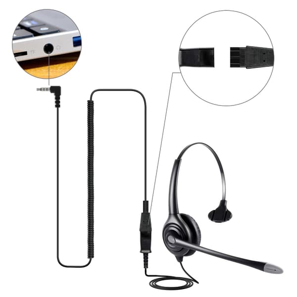 Kundesenter Headset Hurtigkoblinger QD Kabel til 3.5mm Adaptere 300cm