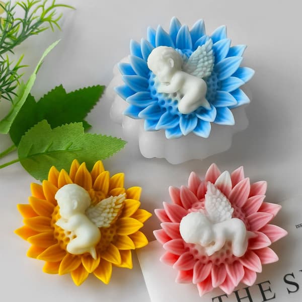 Handgjorda Ljusformar 3D Blomma Silikonformar Babyformar Gipsformar