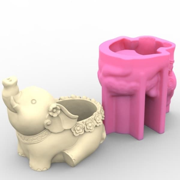 Unik silikoneform 3D urtepotteforme Elefantformet penneholder formhåndværk