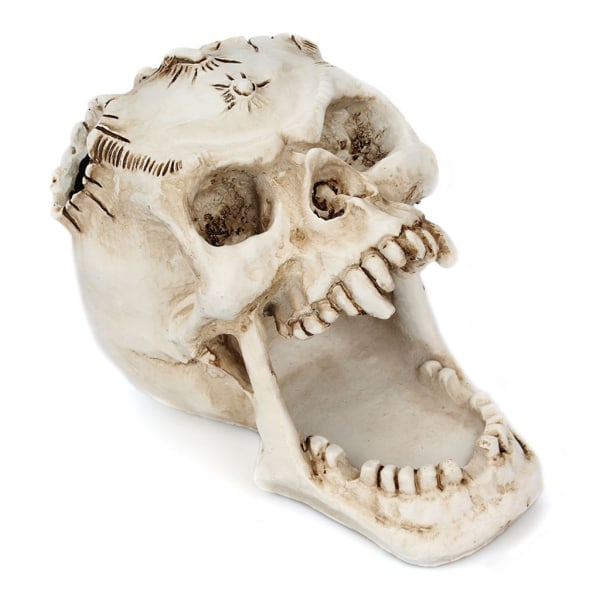 Skull for Head Ornament Skeleton Pen Holdare Desktop Pencil Organizer Sminkborste Verktyg Förvaring