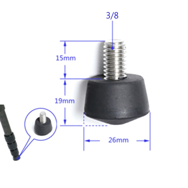 Universal Anti-slip 3/8 eller 1/4 tums stativ Monopod Gummi Foot Spike för Andoer M8 Large