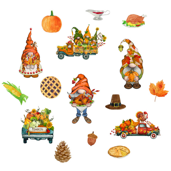 Thanksgiving magnetiske klistremerker Høst Høst Høst Kalkun Mais Blad Gnome Festlig Kjøleskap Kjøleskap Magneter DIY Dekor