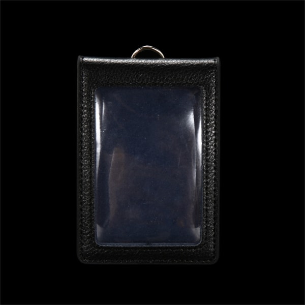 Læder ID'er Badge Holder Arbejdskort Sleeve Clear Window Card Protector Pouch Black