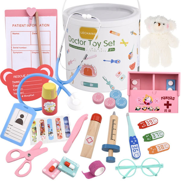 Kid Doctor Kits tytöille Pojille Doctor Wood Kits Kid Pretend Medical set Montessori Lelu taaperoille