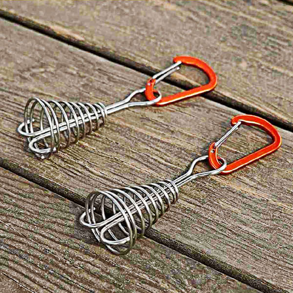 Octopus Deck Peg 10 st/set Rostfritt stål Tälttillbehör Bräda Peg Spiral för Utomhus Resor Camping Vandring Fjäder Karabinhake White
