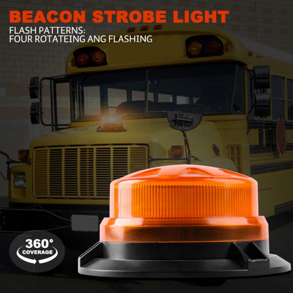 LED Beacon Strobes-ljus, 12V-24V Ambers 24 LED-varningsblinkljus med magnet för fordonstruck Yellow