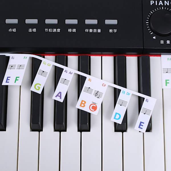 Pianon musiikkinäppäinten tarrat Pianon nuottimerkintäpeitto nuottikirjoituksella Color 61 keys